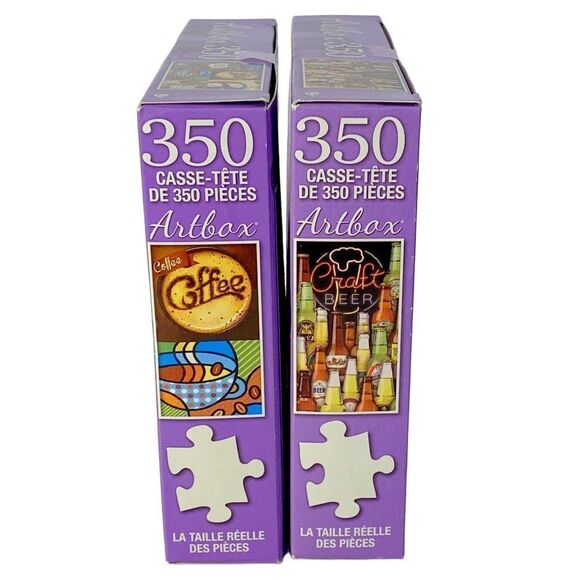 Artbox CraZart 350 Piece Puzzles Lot of Two Coffee Shop & Craft Beer 18.25 x 11" - Picture 5 of 5
